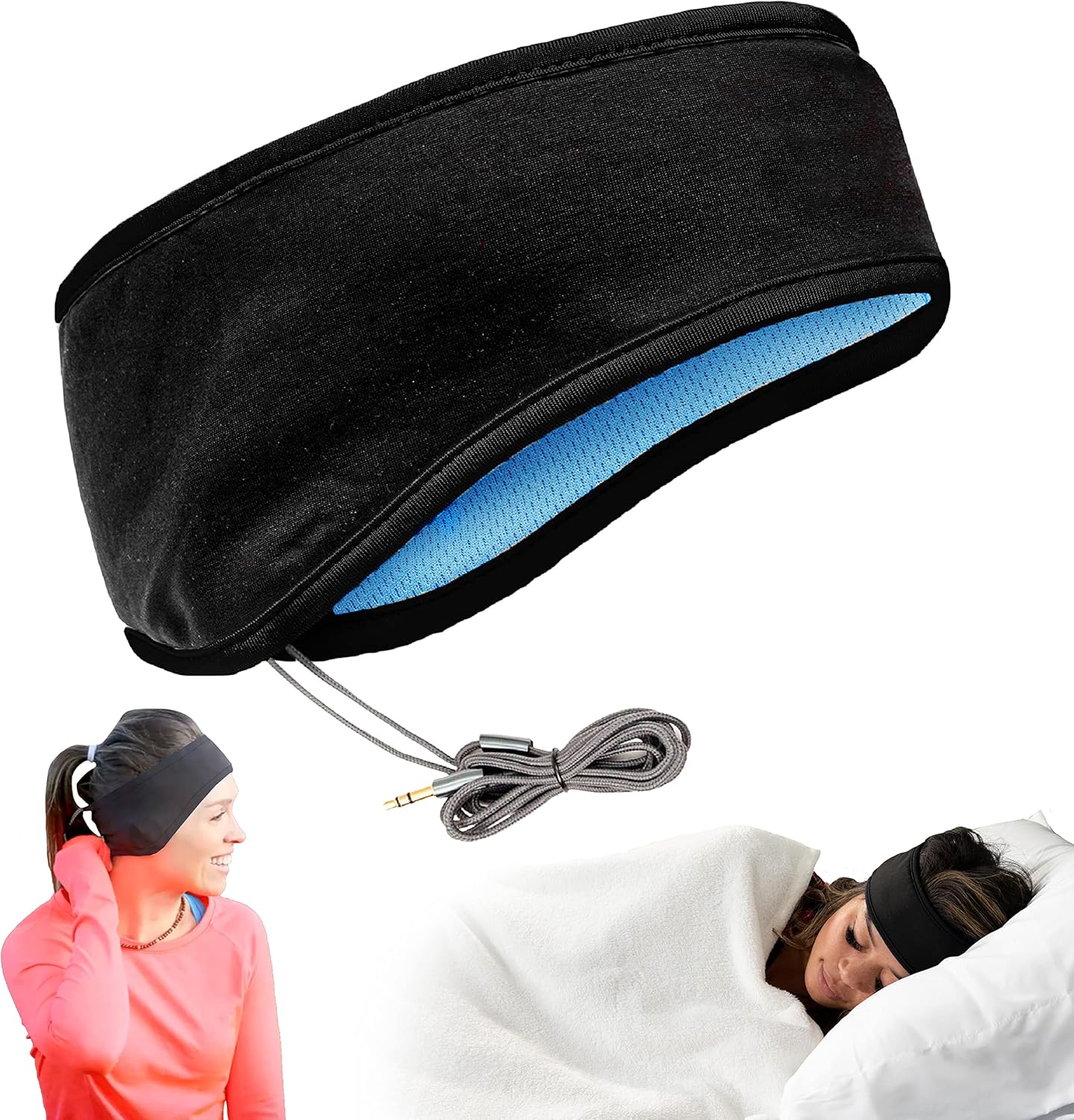 CozyPhones Sleep Headphones - Over Ear Headphones from Ultra Thin Cool Mesh Wired for Side Sleepers, Meditation