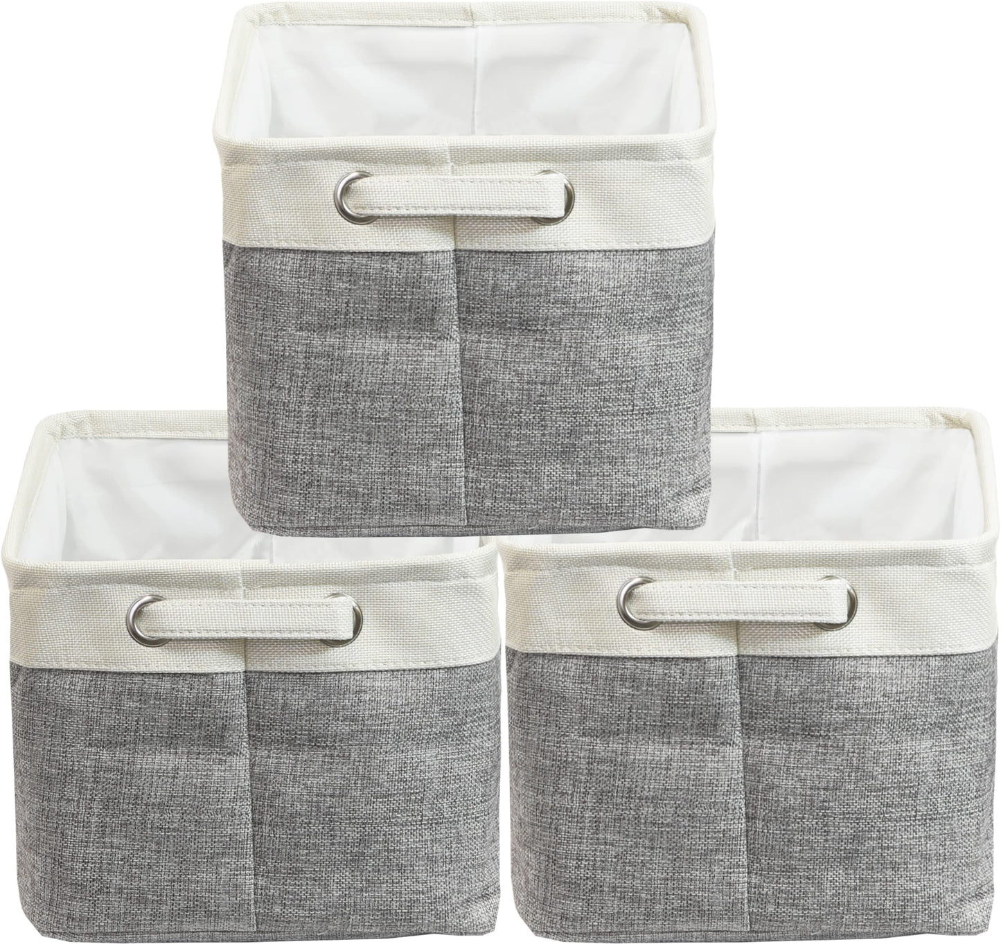 Simple Houseware Large Fabric Storage Bin, 14.4" x 10" with Handles, 3-Pack, Foldable Organizer for Closet and Shelf, Gray