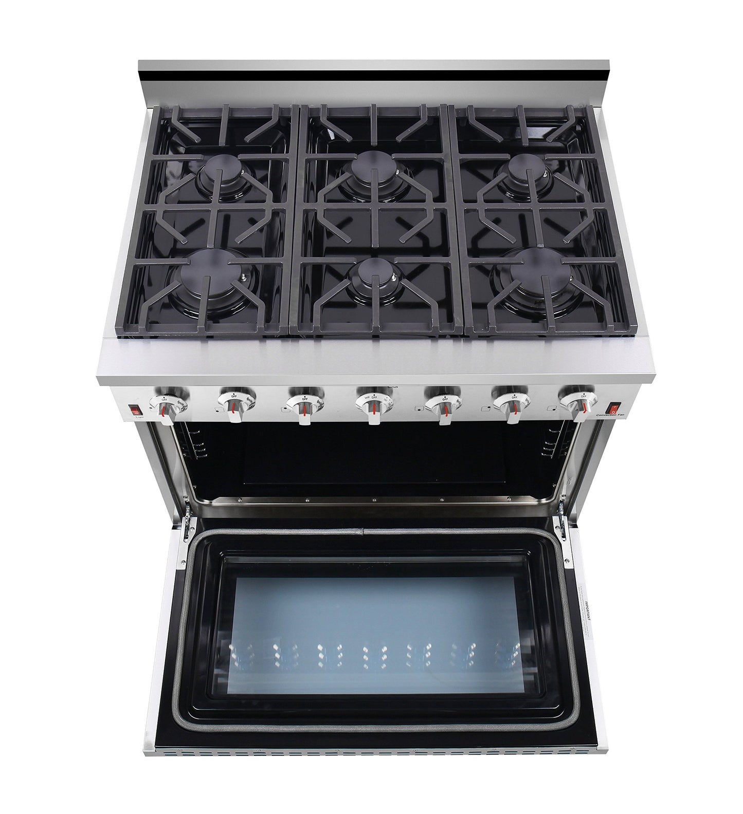 NXR SC3611 36" 5.5 cu.ft. Pro-Style Natural Gas Range with Convection Oven, Stainless Steel