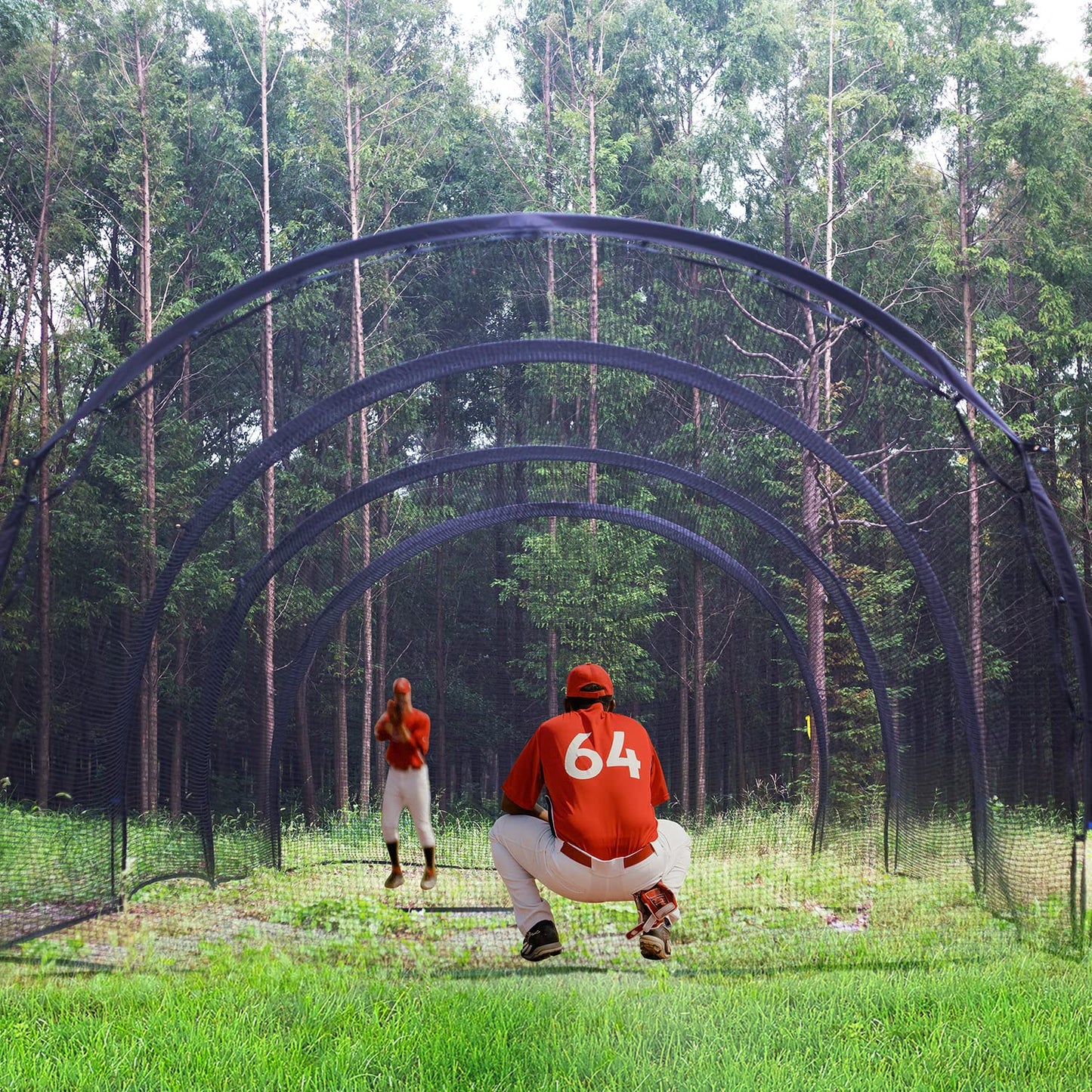 Upgrade 30FT Baseball and Softball Batting Cage Net and Frame, Large Batting Cages Net with Steel Frame for Home - Backyard Batting Cage with Pitching Backstop and Carry Bag