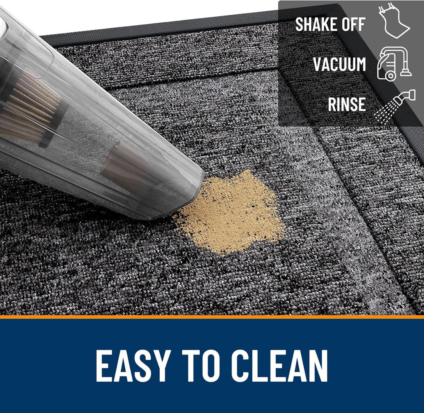 OLANLY Indoor Outdoor Front Door Mat - Waterproof All-Season Doormat | Sturdy Rubber, 59x23, Black & White
