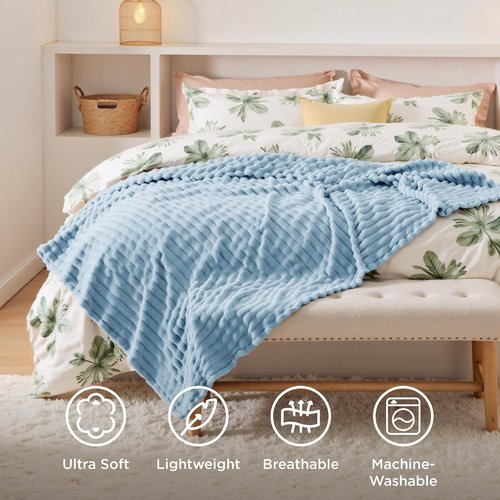 Bedsure GentleSoft Blue Fleece Blanket - Cozy Soft Throw for Couch, Light Blue, 50x70 Inches