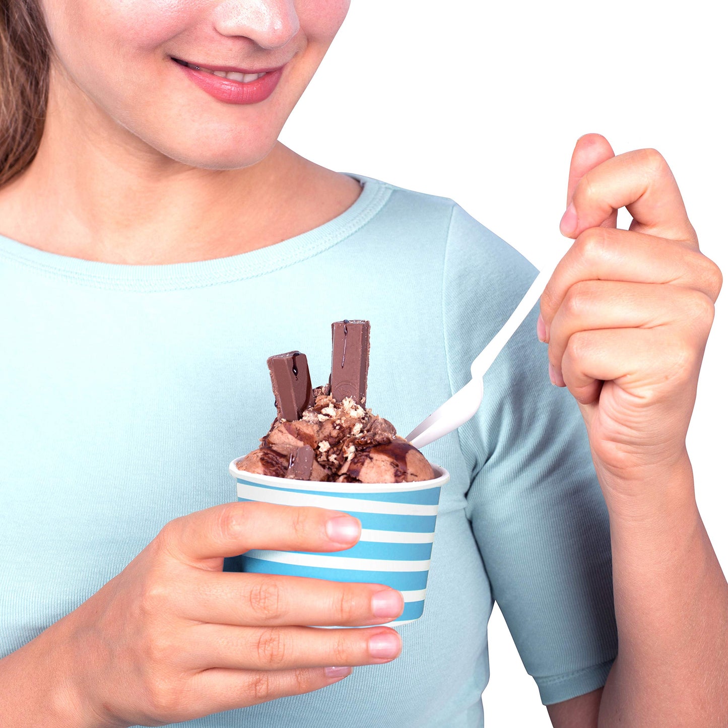 TYPTOP EXTRA DURABLE Ice Cream Cups - 100 Pack Ice Cream Sundae Cups, Frozen Yogurt Dessert Cups (Blue)