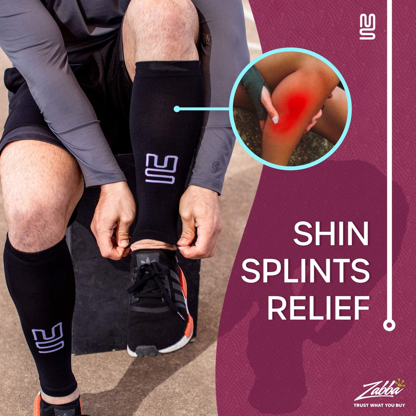 Modetro Sports Calf Compression Sleeves - Leg Sleeves for Men and Women - Support Brace for Running Flights Shin Splints