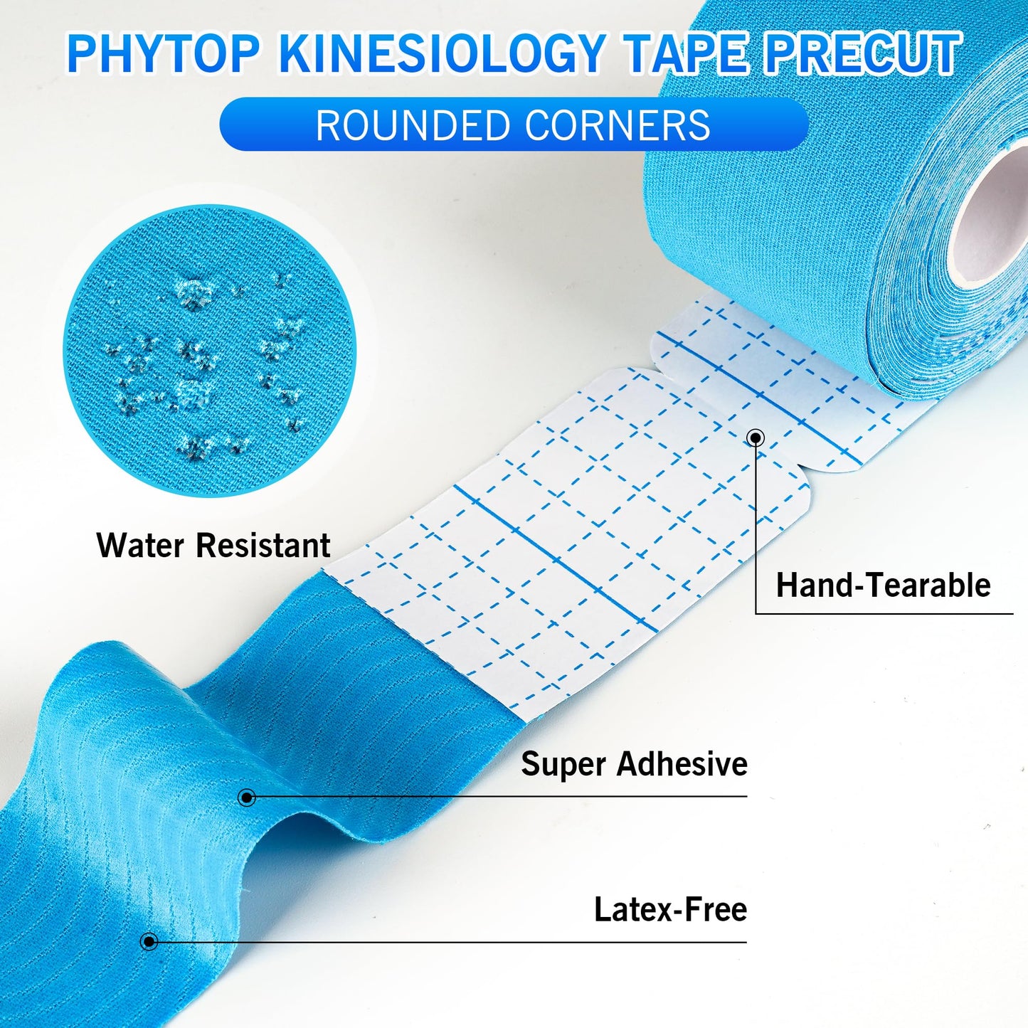 PHYTOP Kinesiology Tape - 80 Precut Strips (10" x 2") | Hypoallergenic, Latex-Free | Mixed Colors Athletic Tape for Muscle & Joint Support, Sports & Physical Therapy