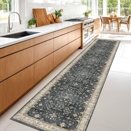 Hazo Haus Black Boho Runner Rug - Washable 3x10 ft | Waterproof, Non-Slip, Stain & Fade Resistant