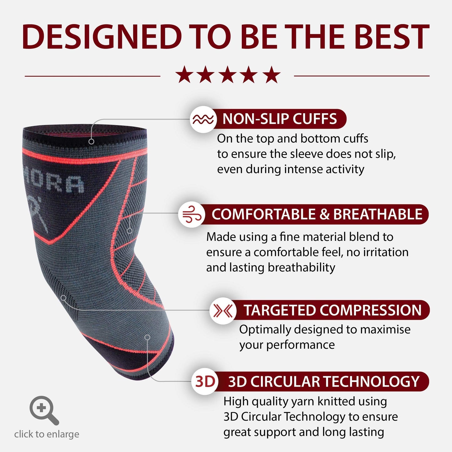 Rymora Elbow Support Sleeve for Men and Women (Single Sleeve) (Small) [S] - Support for Golfers Elbow, Tendonitis, Joint Pain Relief, Arthritis, Etc