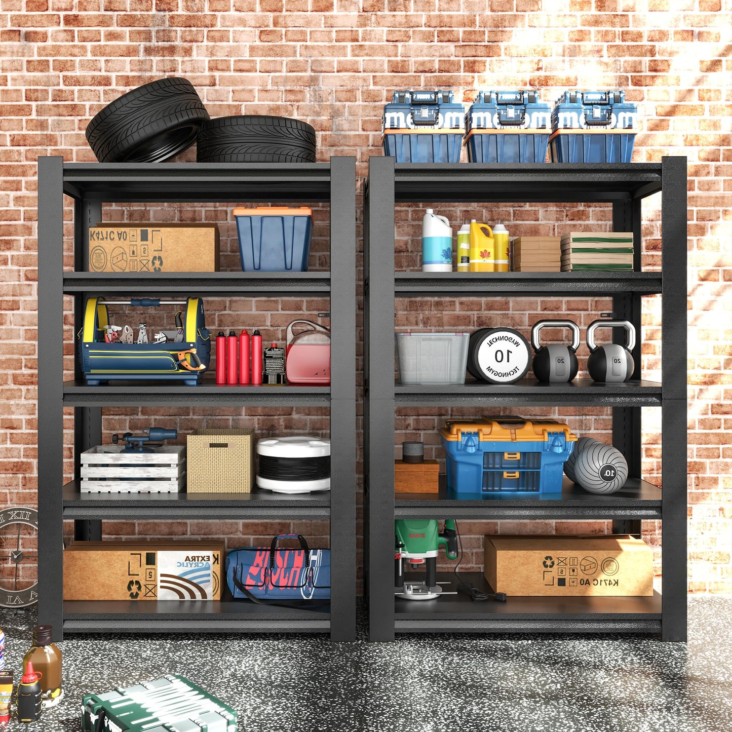 OPTYMIRA 5 Tier Metal Garage Shelving Units and Storage,78" H*48" W*18" D Heavy Duty Shelves Adjustable,2000lbs Load-Bearing,Utility Racks Industrial Steel Shelf for Warehouse Basement Shop