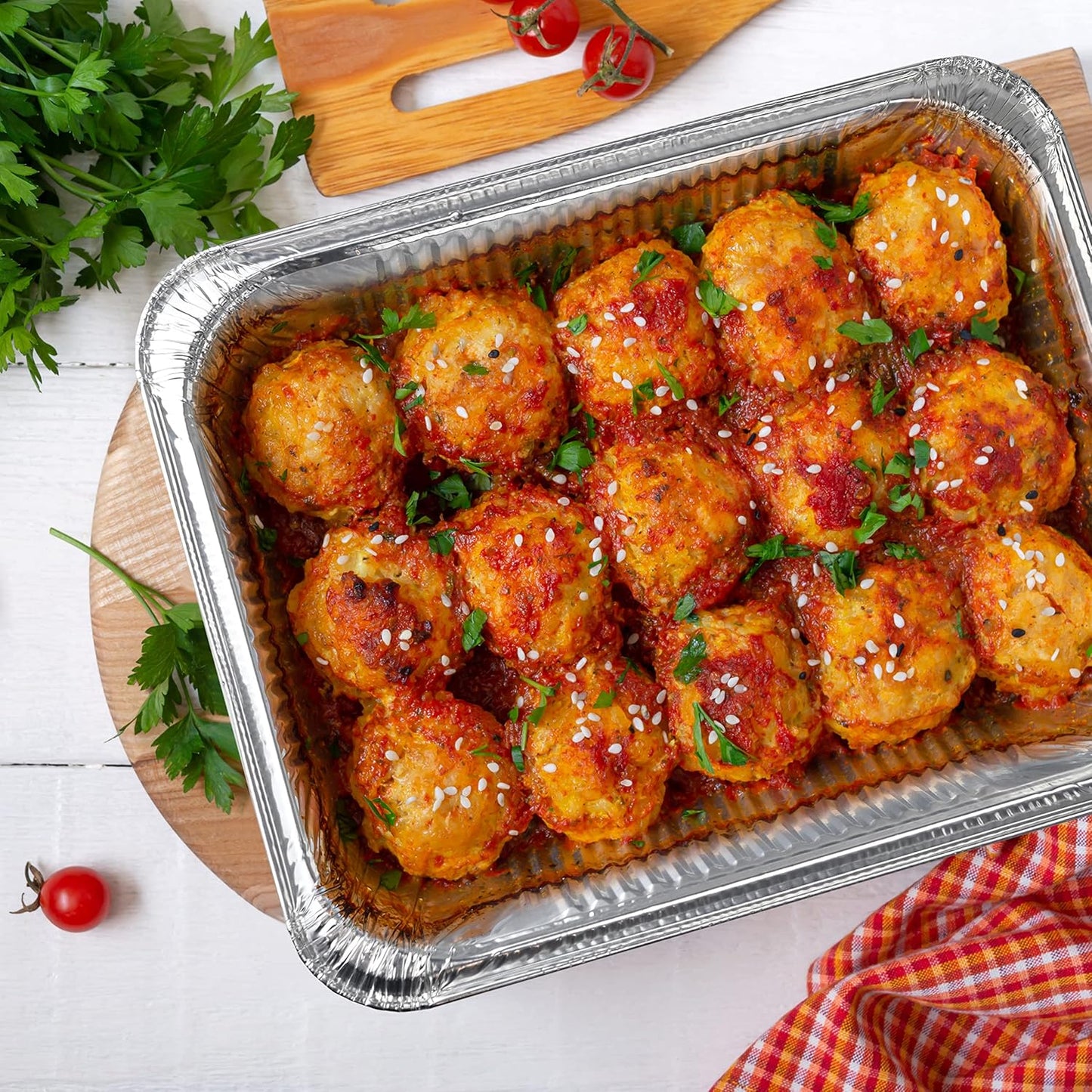 NYHI 9x13 Aluminum Pans With Lids - Disposable Foil Catering Trays for Baking & Roasting | 10 Pack