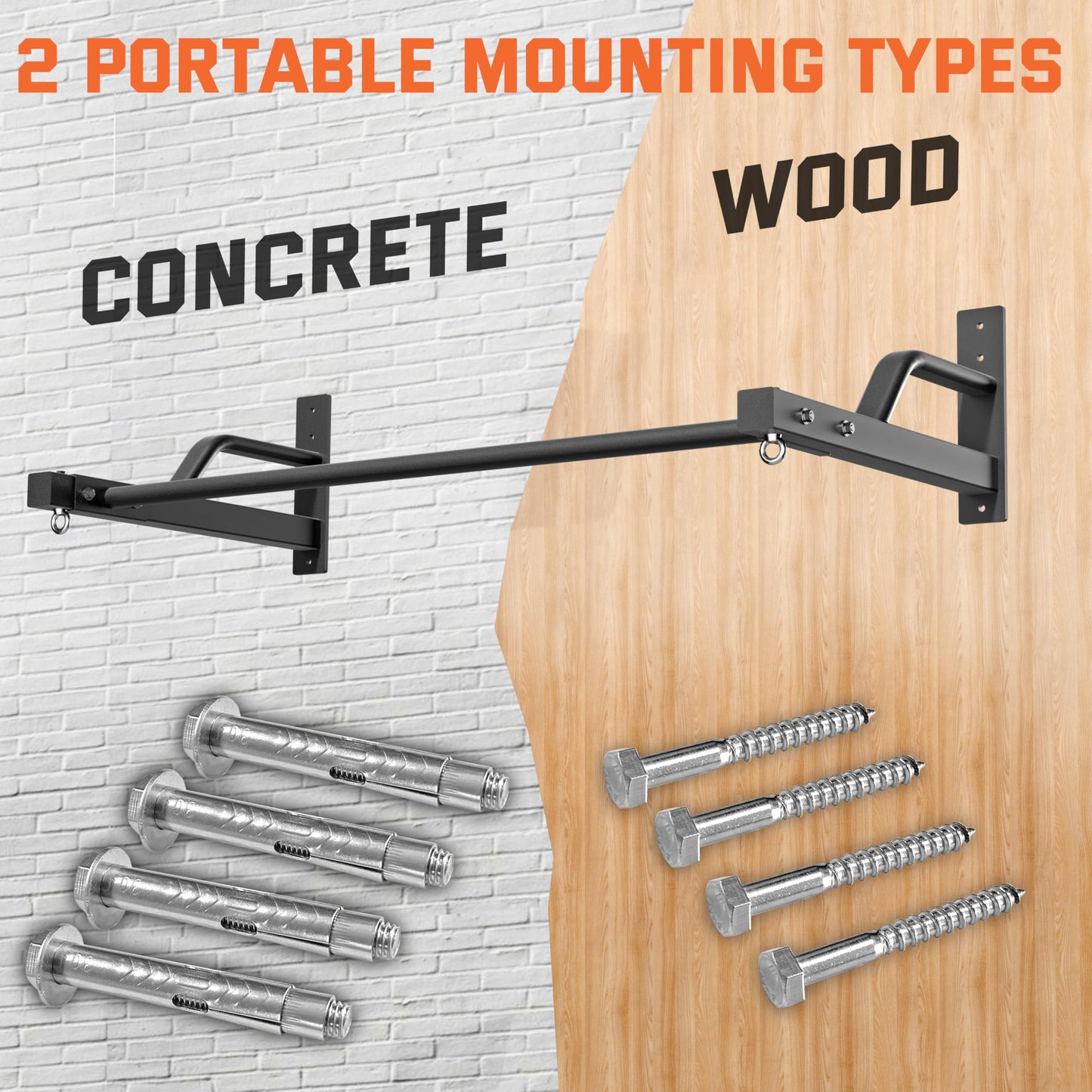 2026 Upgrade Pull Up Bar Wall Mounted - 600 lbs Heavy Duty Strength Training Pull-Up Bars, Ideal Rogue Pull Up Bar for Home and Commercial Gym, Easy Installation Chin Up Bar, Versatile Garage Pullup Bar
