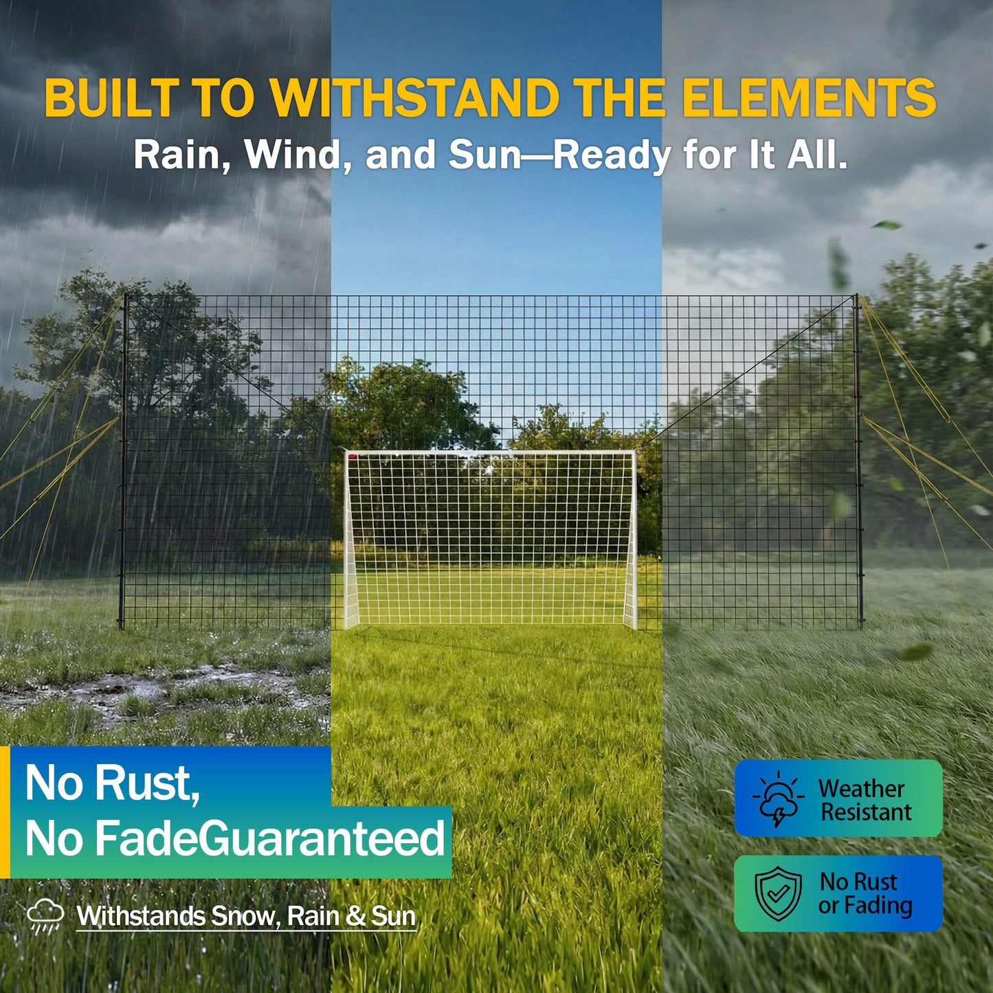 3-in-1 Soccer Goal with Rebounder & Backstop Net, Soccer Training Equipment for Backyard, Soccer Rebounder for Shooting, Passing & Ball Control, Kids & Youth (Standard)