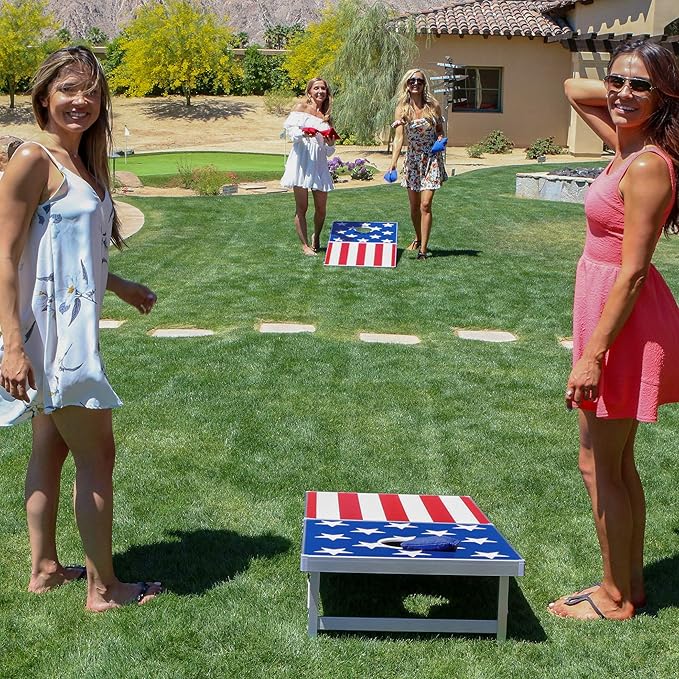 GoSports 4 x 2 ft Aluminum Cornhole Game Sets – Choose LED Lights or Standard - Set Includes 2 Foldable Regulation Size Boards, 8 Bean Bags, & Rules