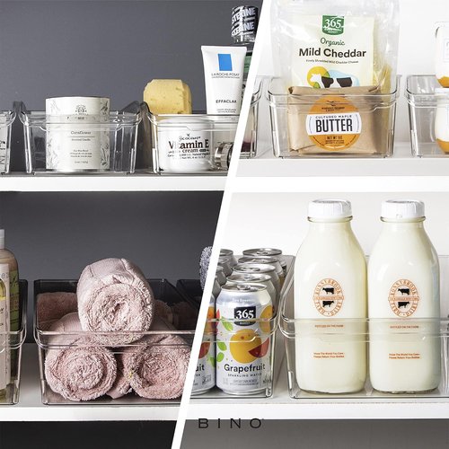 BINO Plastic Storage Bins - Large Multi-Use Fridge/Freezer Organizer | BPA-Free with Built-In Handle