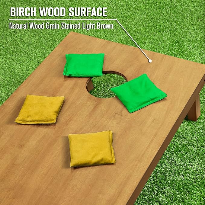 GoSports 4 ft x 2 ft Regulation Size Wooden Cornhole Boards Set - Includes Carrying Case - Full Regulation Size Bean Bag Toss Boards
