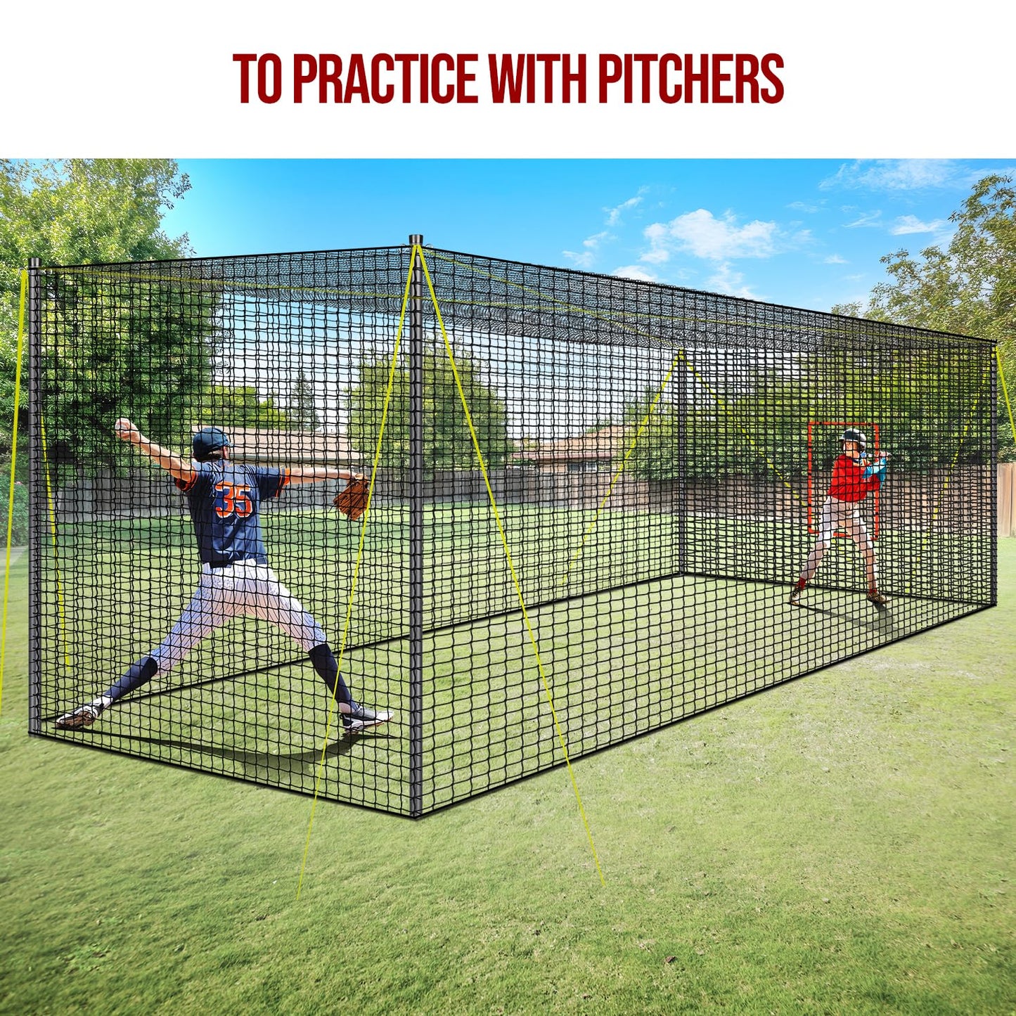 PLAYAPUT Portable Baseball & Softball Batting Cage,22FT x 12FT x 8FT Batting Cage Net With Pitching Machine Hole,Detachable Door,Target,And Guide Ropes,Easy Setup Batting Cages For Backyard,Park,Field