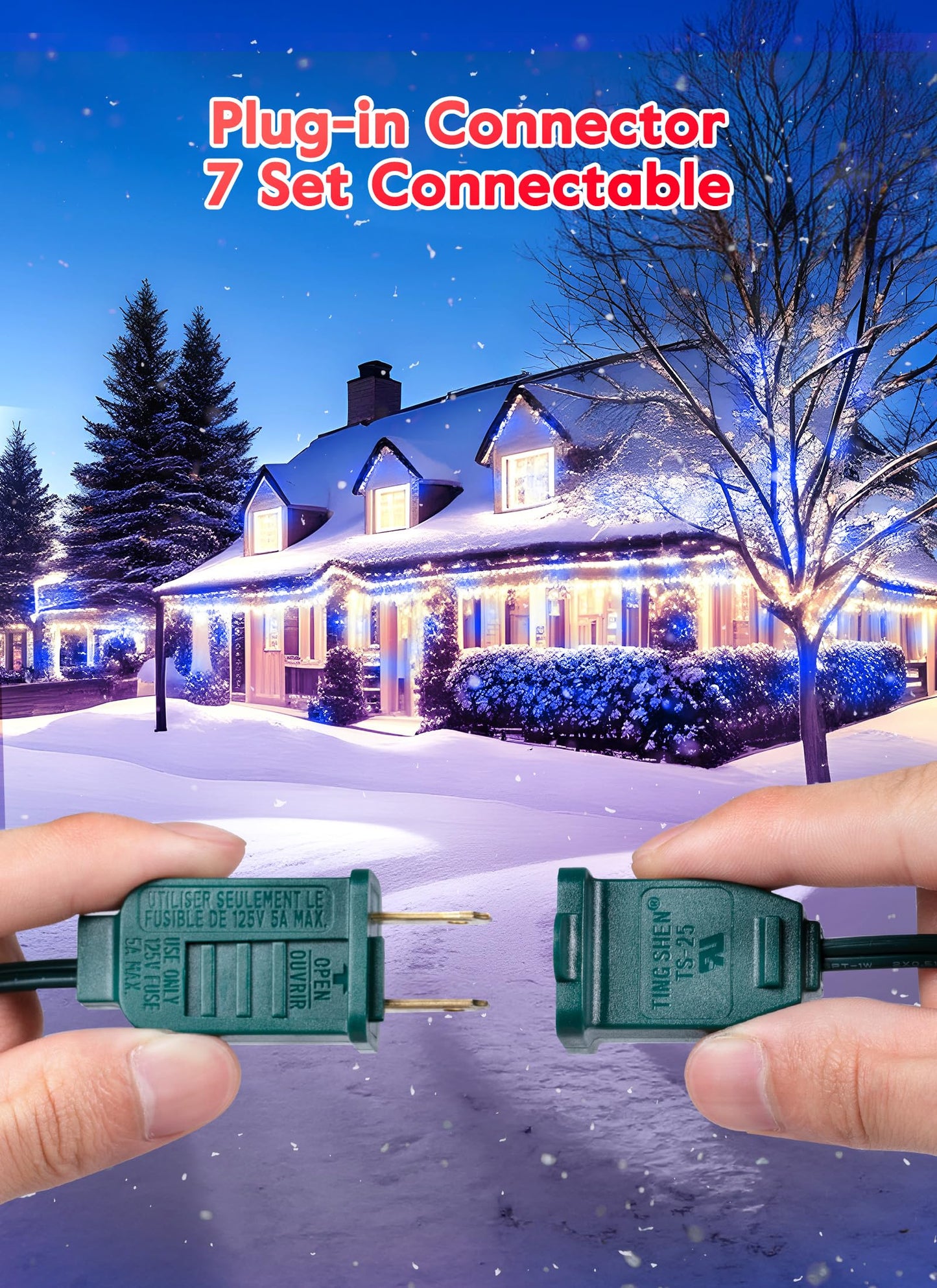 Minetom C9 Christmas String Lights, 100 LED, 100 FT, Blue and Pure White, Connectable, UL Certified for Indoor/Outdoor Use