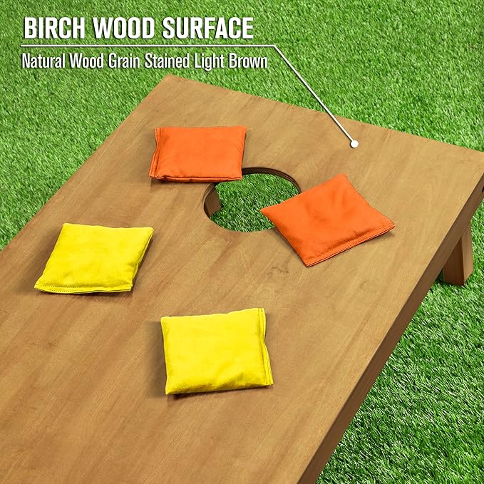 GoSports 4 ft x 2 ft Regulation Size Wooden Cornhole Boards Set - Includes Carrying Case - Full Regulation Size Bean Bag Toss Boards