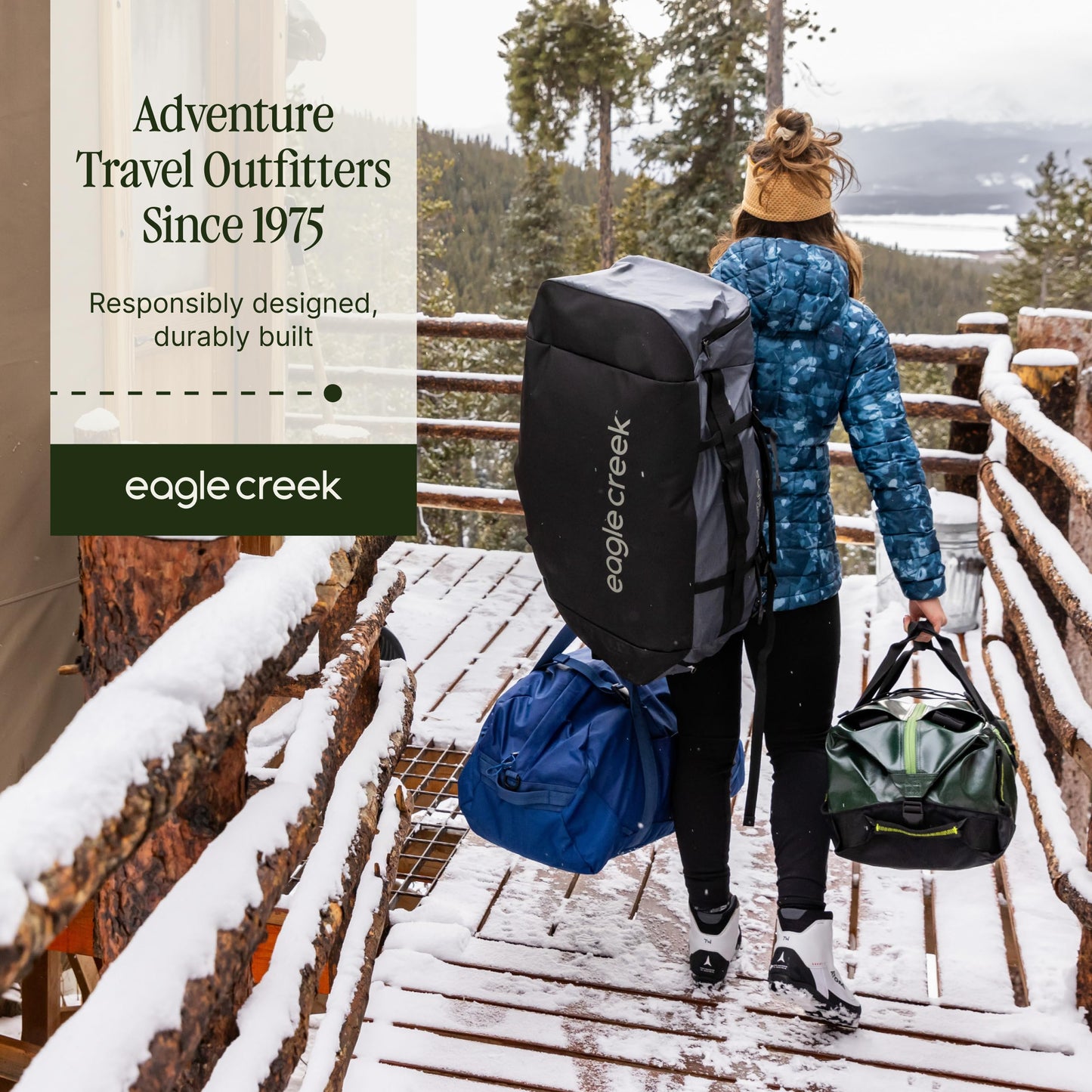 Eagle Creek Cargo Hauler Wheeled Duffel - Durable Duffel Bag for Travel - Easy Access Compartment - Deployable Backpack Straps - Lockable Zipper Opening - Duck Green - 130L