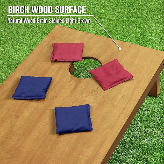 GoSports 4 ft x 2 ft Regulation Size Wooden Cornhole Boards Set - Includes Carrying Case - Full Regulation Size Bean Bag Toss Boards