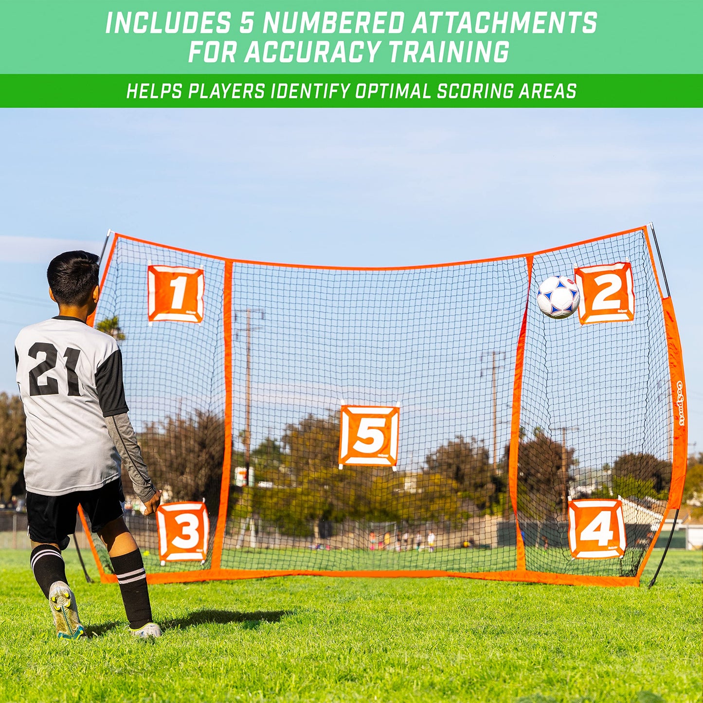GoSports Strike Net 12 ft x 8 ft Soccer Training Goal - Practice Net for All Skill Levels