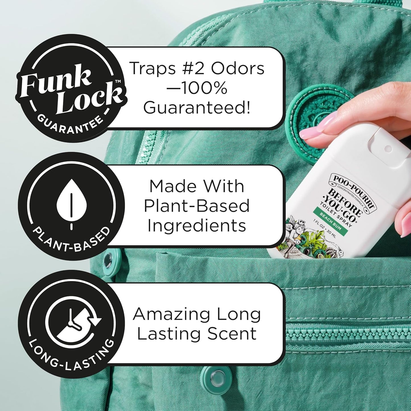 Poo-Pourri Pocket Toilet Spray - Travel Essential for On-The-Go Odor Control | Beach Bum, 1 Fl Oz