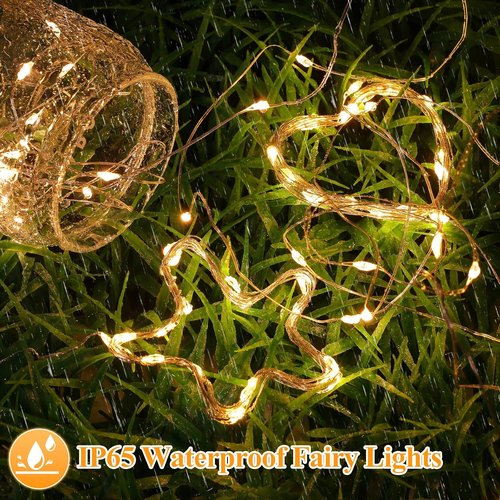 Lakumu Fairy Lights - 12-Pack Battery Operated 7FT Waterproof Silver Wire LED String Lights | Warm White for DIY Decor