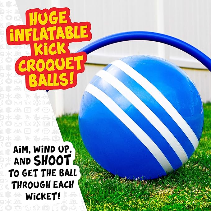 Franklin Sports Kick Croquet Game Set - Perfect for Kids and Adults - Combines Soccer and Croquet - Great for Outdoor Play
