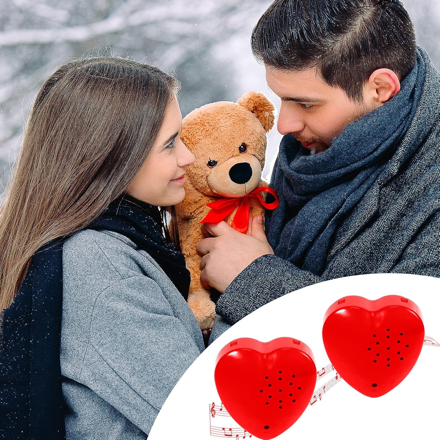 Civaner 4 Pack 60 Seconds Voice Recorder for Stuffed Animal Heart Red Push Button Heart Shaped Sound Recorder