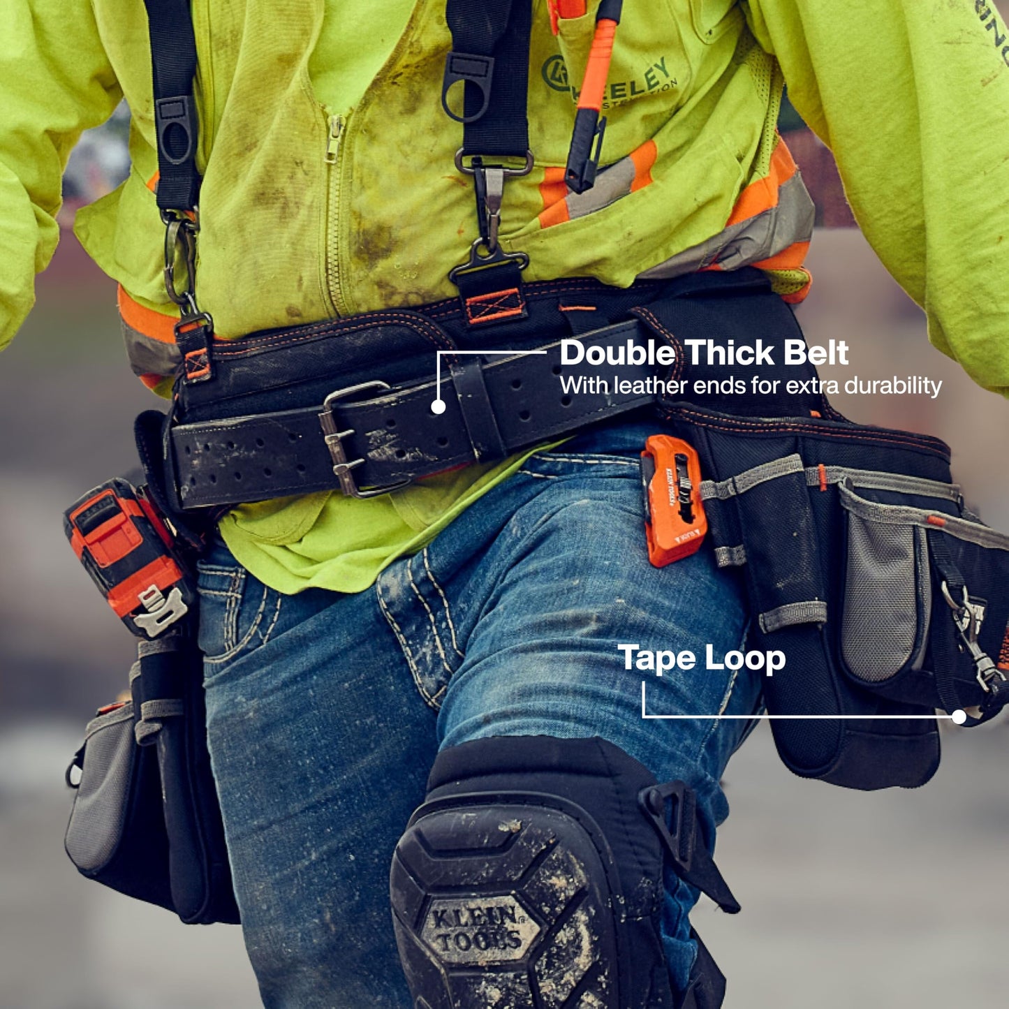 Klein Tools 55896 Tool Rig, Padded Tool Belt, Suspenders and Pouches with 23 Pockets, Adjustable 30 to 52-Inch Waist, for Carpenters, Electricians, Construction