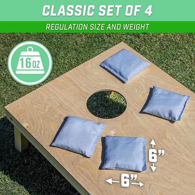 GoSports Classic Cornhole Bean Bags Set of 4-16 Colors Available - Regulation All Weather, Mix and Match