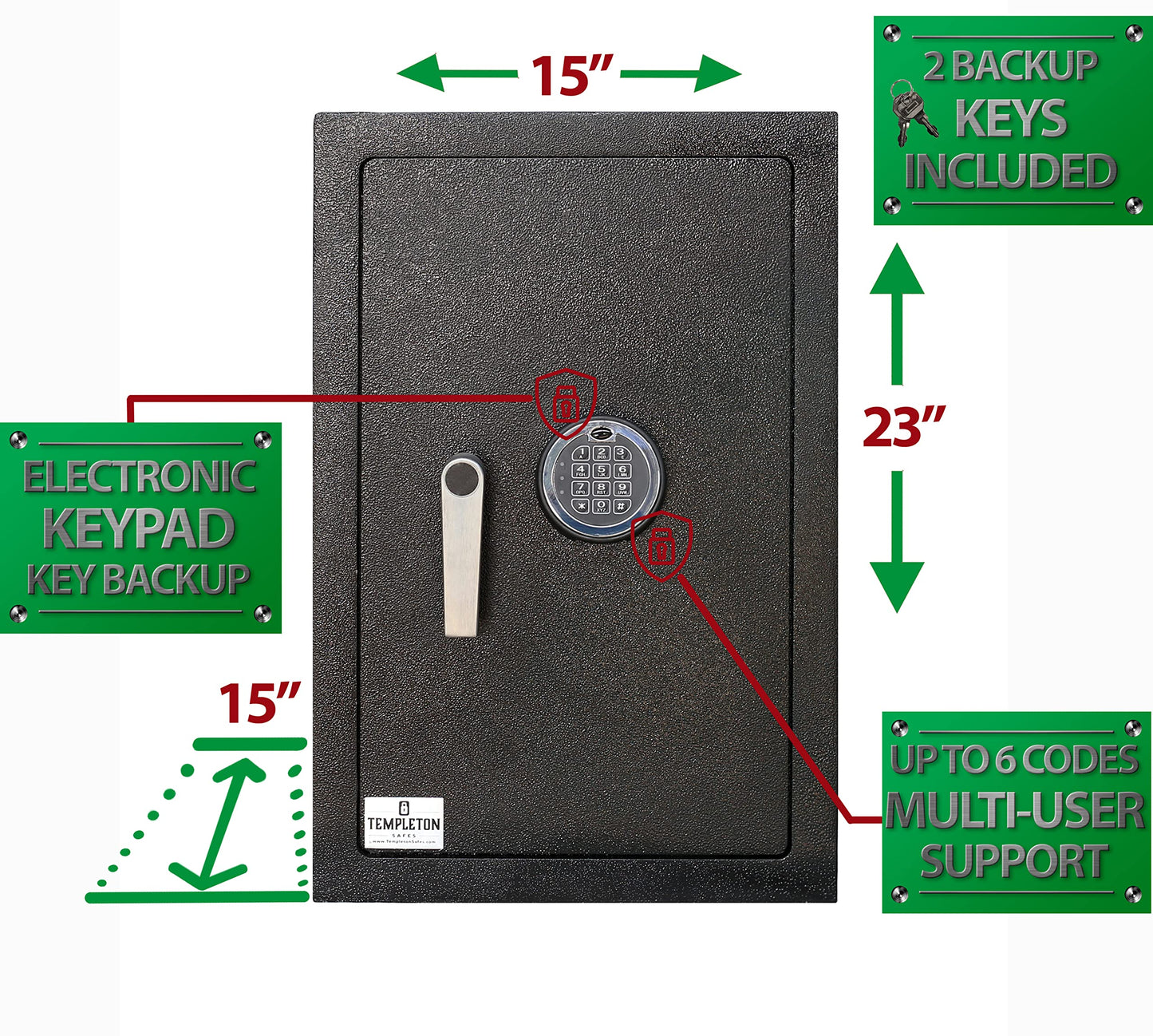Templeton Safes Residential Safe with Electronic Keypad Combination & Key Backup, 6.1 CBF