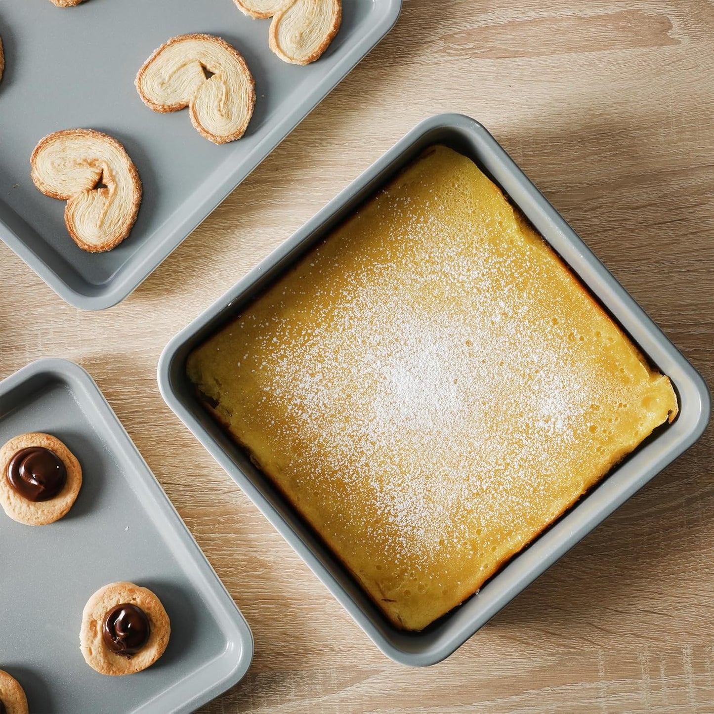 Sur La Table Nonstick Rectangular Cake Pan - 9 Inch, PFOA & PFAS Free, Linen White Finish
