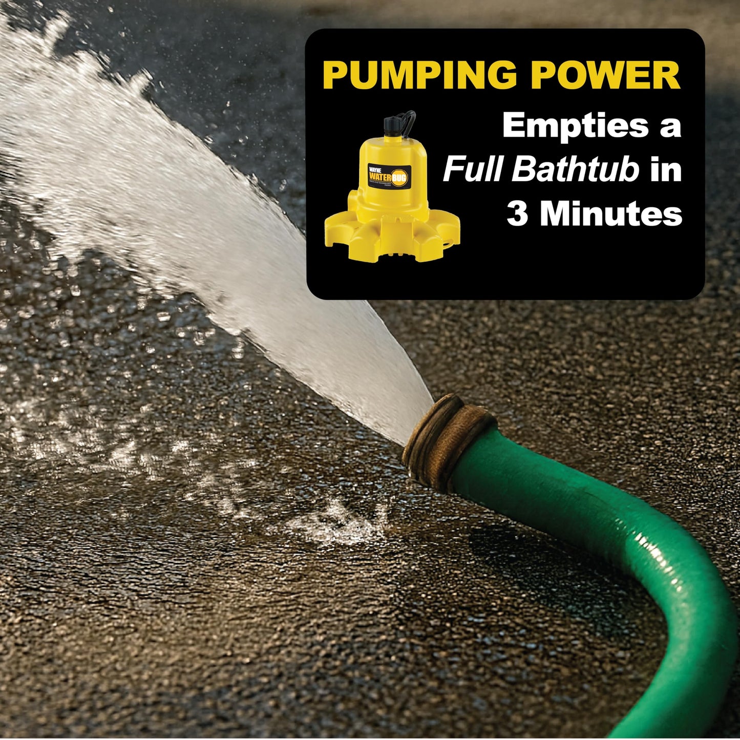 WAYNE - WaterBUG 1/6 HP 1350 GPH Submersible Pump with Multi-Flo Technology - Water Removal and Transfer Pump, Yellow