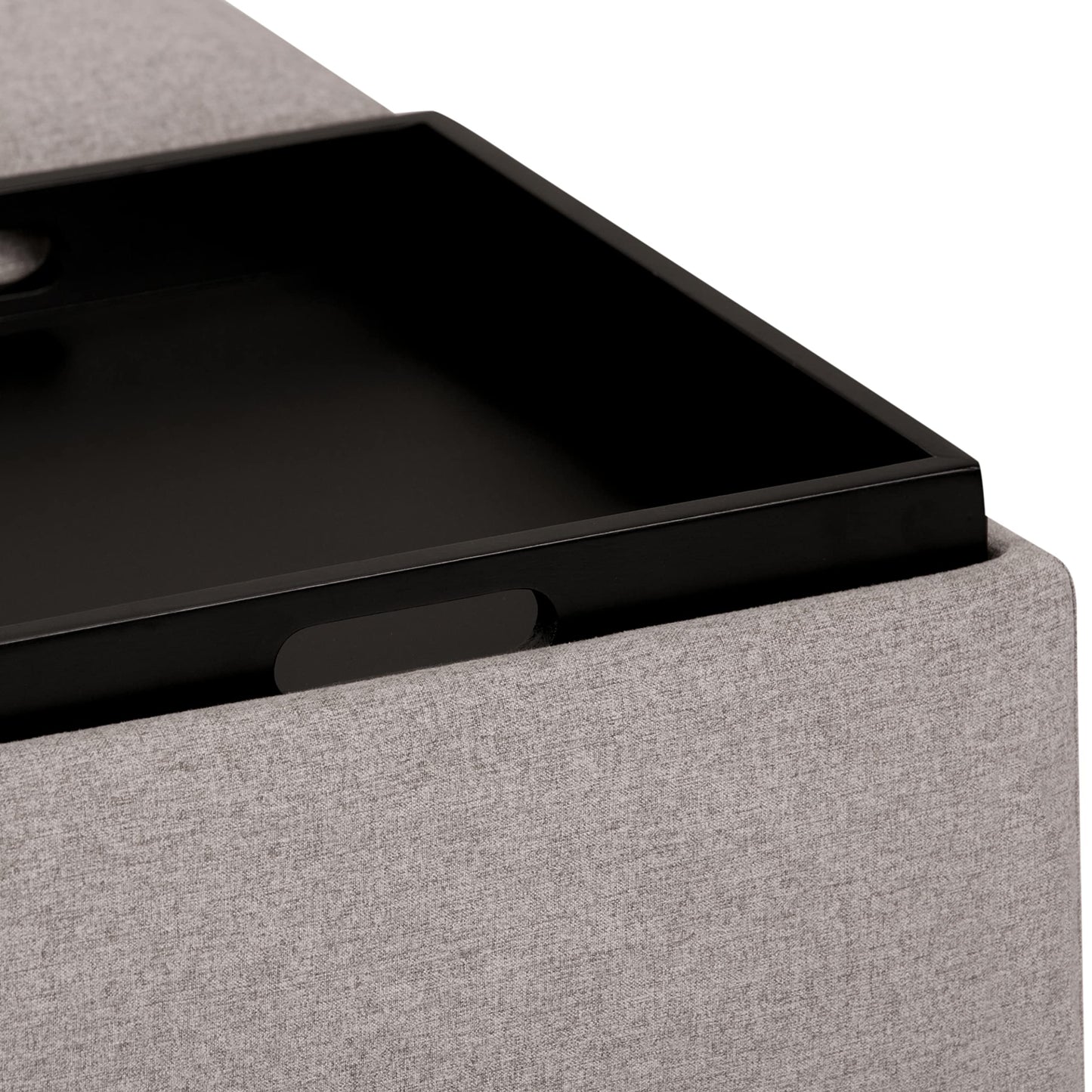 SIMPLIHOME Avalon Wide Contemporary Square Coffee Table Storage Ottoman, Cloud Grey, Table Ottoman