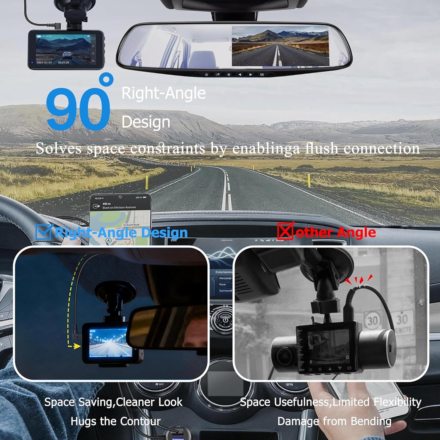 12V-24V (11.5FT) MAYWILLA Car Dash Cam Charger Cable,Mini USB Dash Cam Power Cord with Dual USB Port Vehicle Charging