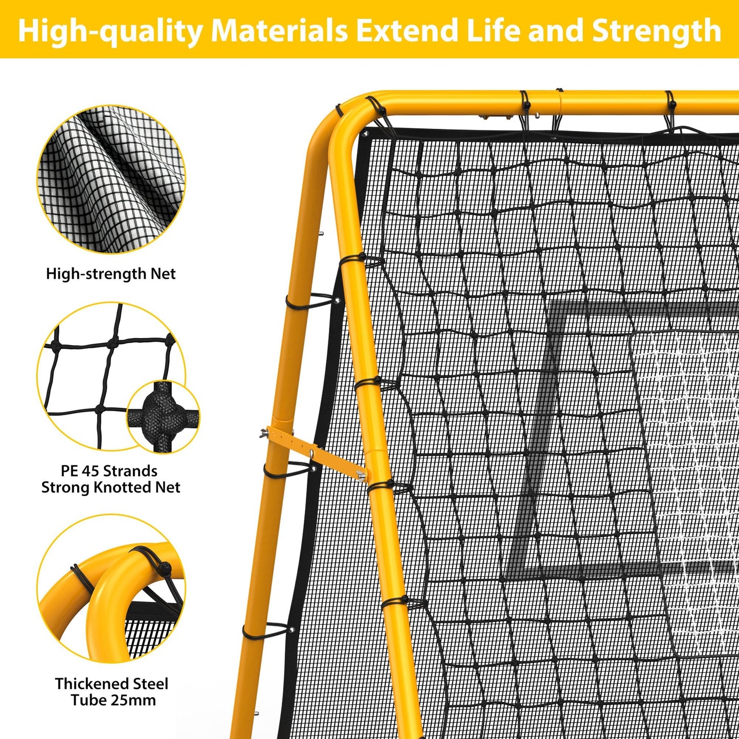 GarveeLife Adjustable Multi-Sport Rebounder Net for Soccer, Baseball, and Softball, Training Net for Passing, Throwing, and Ball Control, Portable for Backyard or Field Use