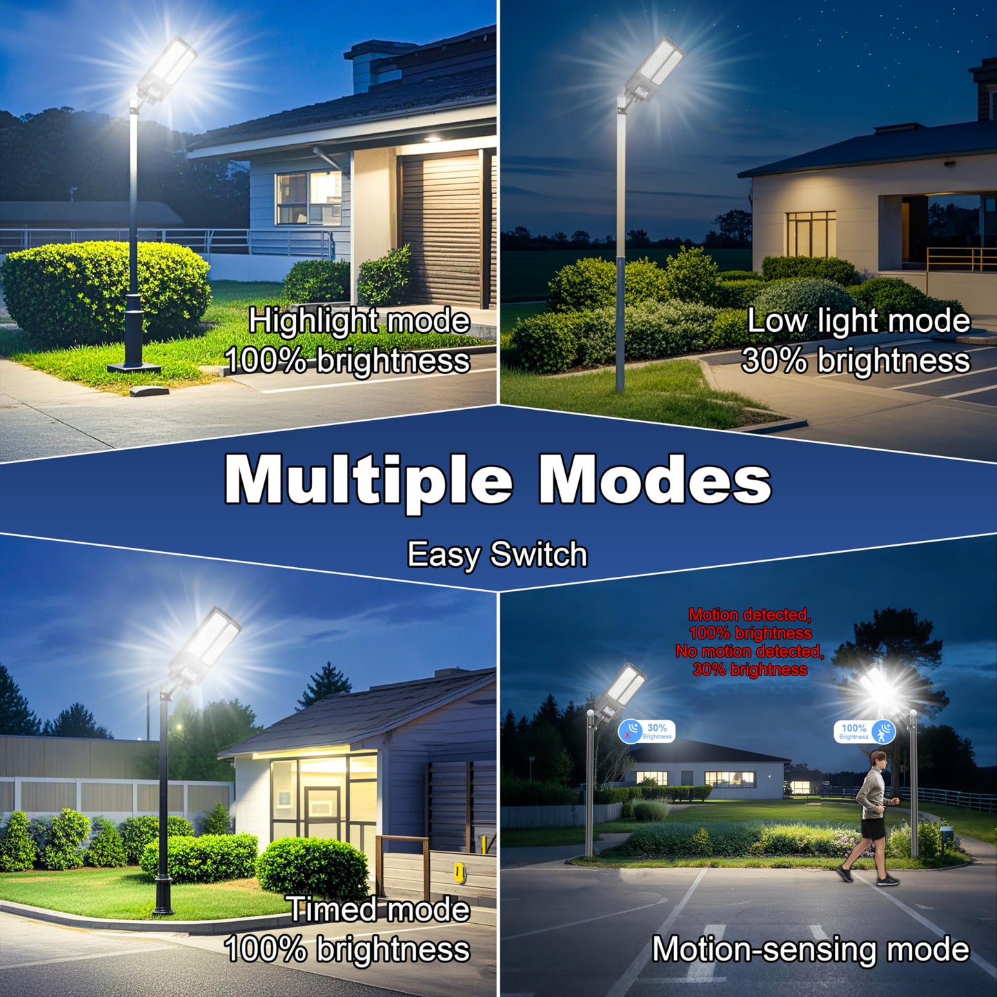 Jadisi 2026 New Solar Street Light, Solar Street Lights Outdoor Waterproof Dusk to Dawn 7000K LED Security Flood Light with Motion Sensor and Remote Control for Pathway, Entryway & Yard