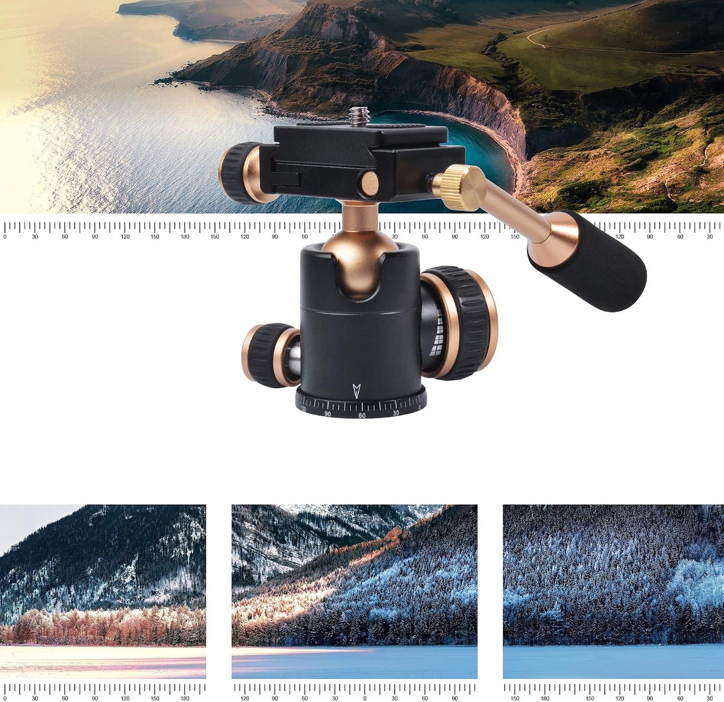Ruittos 1/4 Tripod Head, Flexi-Tilt Universal Ball Head with Quick Release Plate, Screw for DSLR Camera, Video