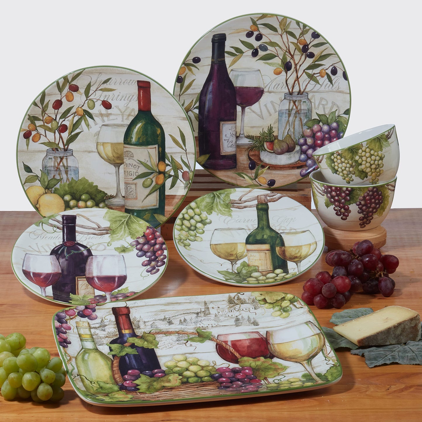 Certified International Meadow Brook 11" Dinner Plates, Set of 4, 2 Assorted Designs