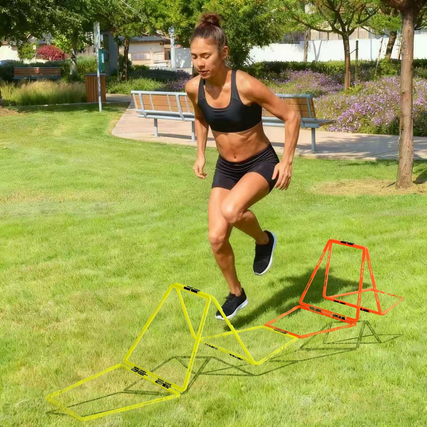 ZUKAM Trapezoid Agility Rings for Speed Training & Agility Footwork Training Speed Hurdles Ladder with Carrying Bag (12 Rings)