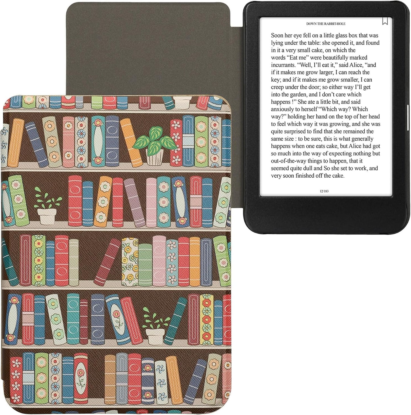 kwmobile Summer Case Compatible with Kobo Clara BW/Colour Case - eReader Cover - Library Blue/Green/Dark Pink