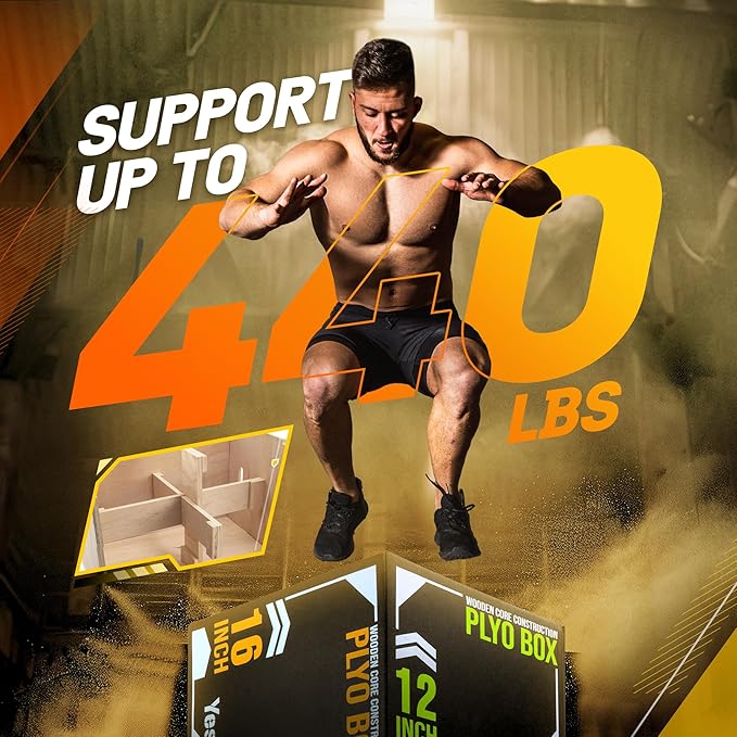 Yes4All 3-in-1 Soft-Padded Plyo Box With Wooden Core, Non-Slip Multi-Use Cushioned Plyometric Jump Box with Vinyl Cover for Jumping, Conditioning, Strength Training