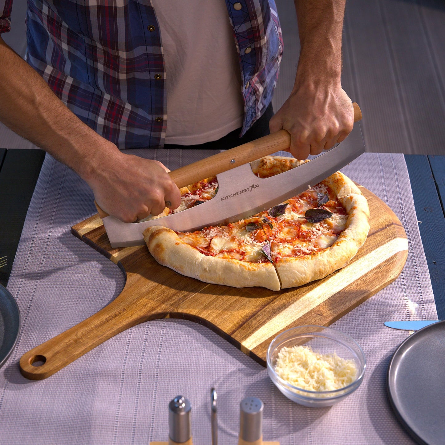 KitchenStar 16-Inch Acacia Wood Pizza Peel – Extra Large Wooden Cutting & Serving Board with Handle – Natural Oil Finish – Ideal Pizza Oven Accessory for Easy Sliding & Prep