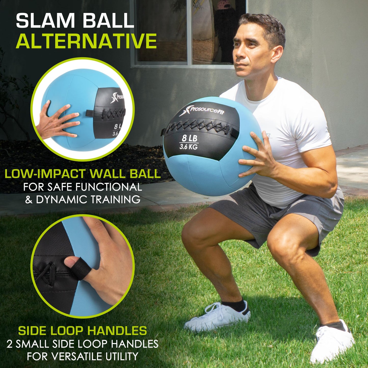 ProsourceFit Soft Medicine Balls, Wall Balls and Full Body Dynamic Exercises, Aqua 8 LB.