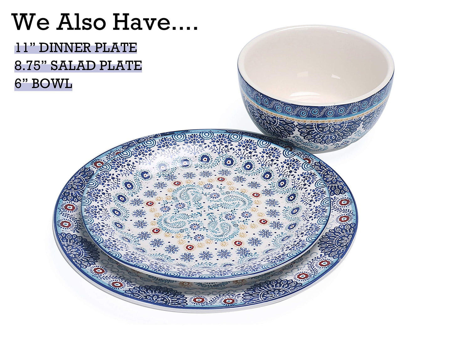 Bico Blue Talavera Cereal Bowls Set of 4, 26 oz Deep Ceramic Soup Bowls for Cereal, Salad, Noodles, Kitchen, Microwave and Dishwasher Safe, Gift for Housewarming and Thanksgiving