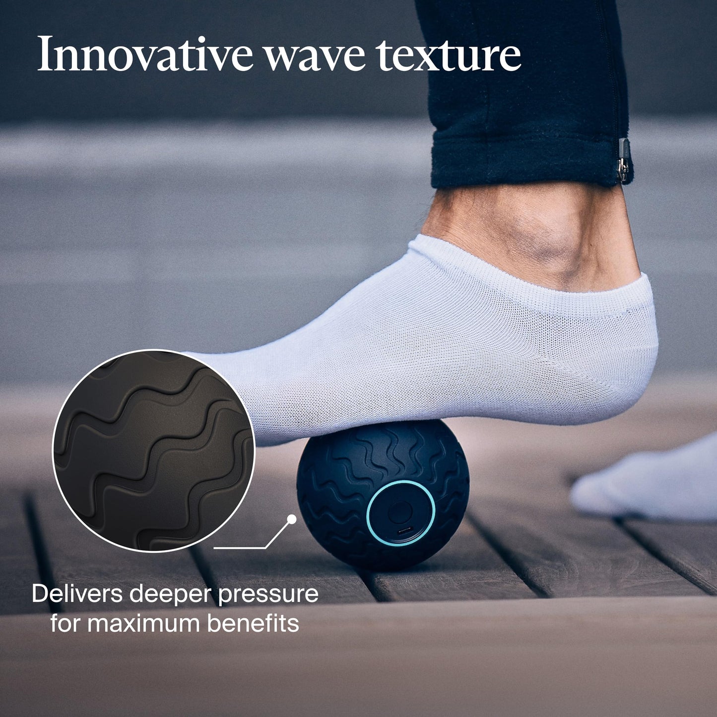 Therabody WaveSolo - Handheld Bluetooth Enabled Massage Device, Ultra Portable Vibration Therapy Ball w/QuietRoll Technology & 3 Customizable Vibration Frequencies