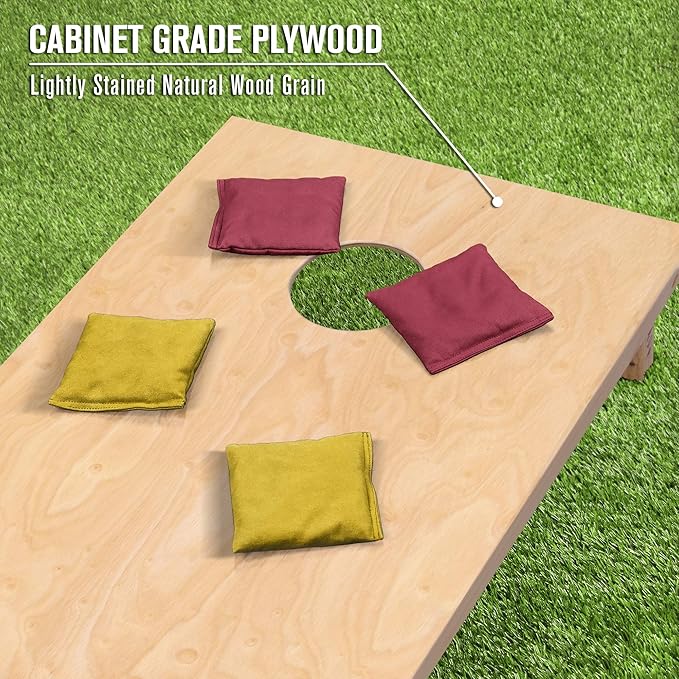 GoSports Regulation Size Wooden Cornhole Set with Natural Wood Finish - Includes Carrying Case