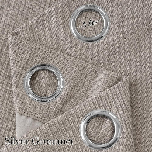 NICETOWN Blackout Curtains - Short Faux Linen Angora Privacy Panels, 63 Inches Long, Modern Farmhouse Style, 2 Panels (W42 x L63)