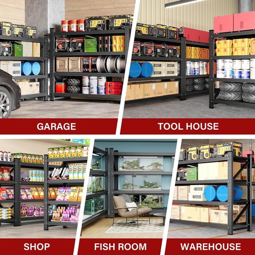 **Heavy Duty Garage Shelving Units by [Brand Name] - 5000LBS Capacity Black Metal Storage Rack | 71.3"W x 24"D x 70"H**