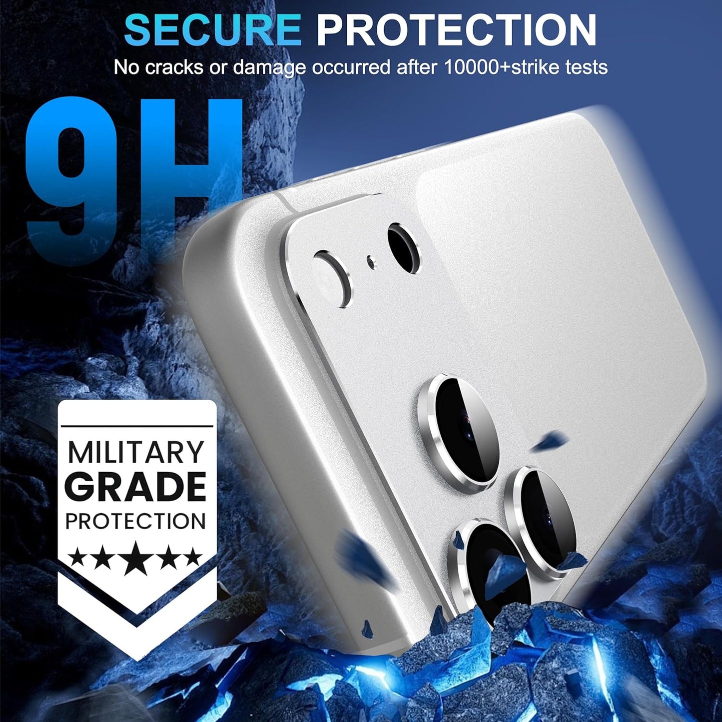 17 Suoman for iPhone Pro Max Camera Lens Protector, [All-in-one Frosted] [Strong-Adhesion] Metal Frame Tempered Glass